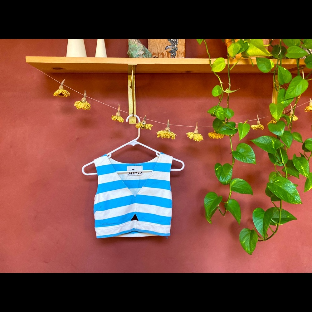 AtKO Blue & White Striped Crop Top (S)